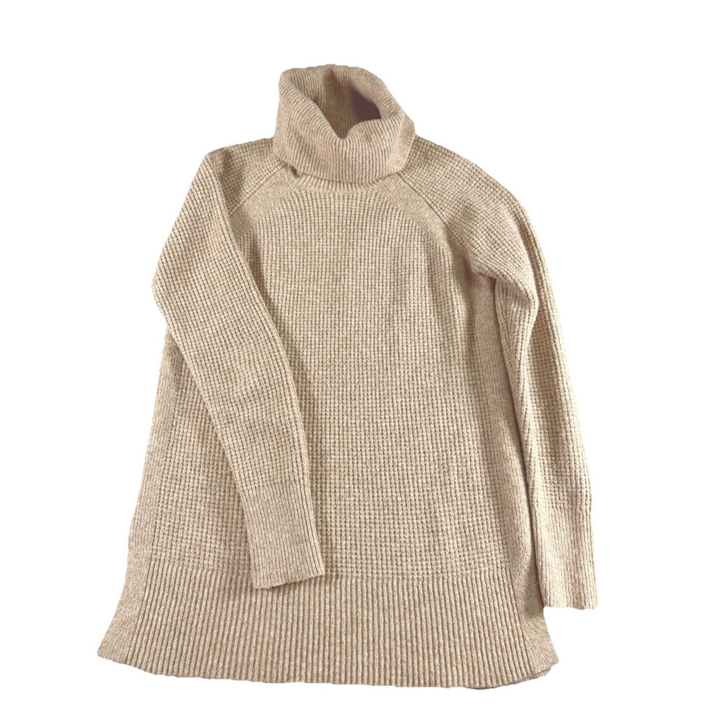 LOFT Women Turtle Neck  Sweater XS Caramel  Textured Knit‎ W Side Slits